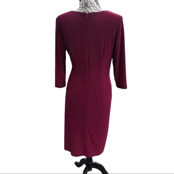 R&M RICHARDS DRESSES - RUFFLE DRESS Burgundy size 12 - Picture 4 of 6